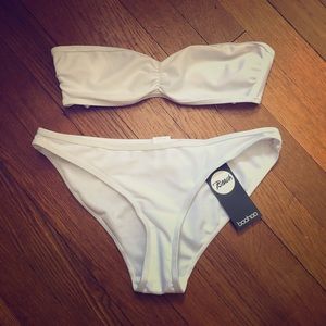 White Strapless Bikini Set (Boohoo)